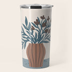 Brown Flowers in a Vase - Minimalist Floral Still Life Travel Mug Gallery Image 1
