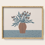 Brown Flowers in a Vase - Minimalist Floral Still Life Serving Tray Gallery Image 1