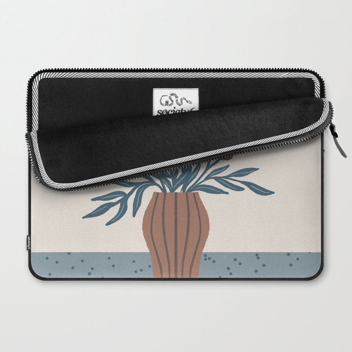 Brown Flowers in a Vase - Minimalist Floral Still Life Laptop Sleeve Gallery Image 2