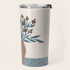 Brown Flowers in a Vase - Minimalist Floral Still Life Travel Mug Gallery Image 2