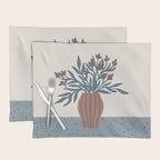 Brown Flowers in a Vase - Minimalist Floral Still Life Placemat Gallery Image 1