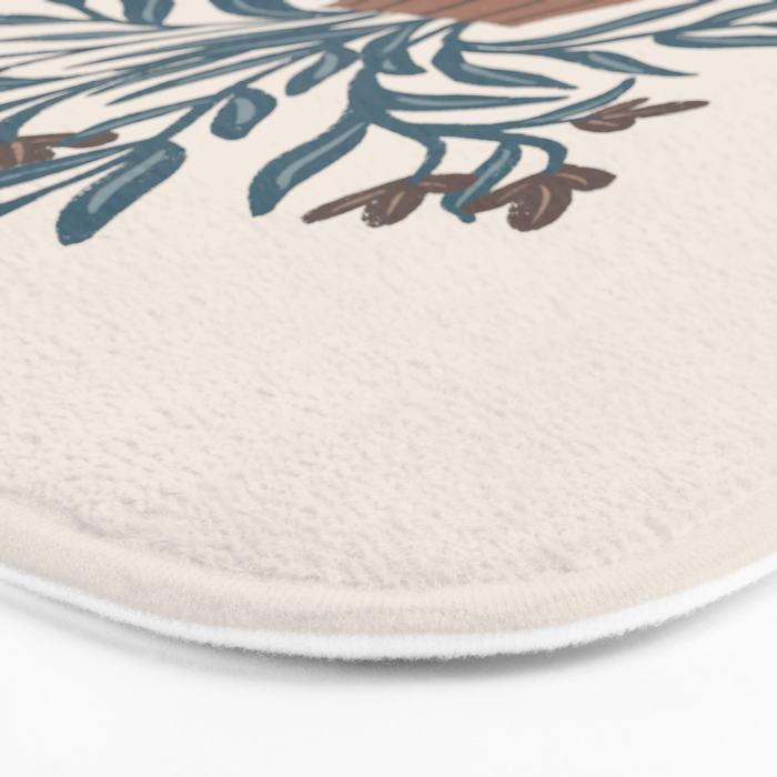 Brown Flowers in a Vase - Minimalist Floral Still Life Bath Mat Gallery Image 3