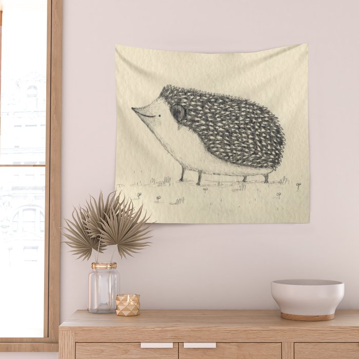 Monochrome Hedgehog Wall Tapestry Gallery Image 2