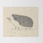 Monochrome Hedgehog Throw Blanket Gallery Image 2