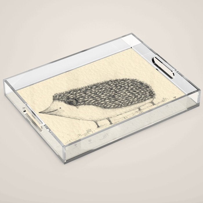 Monochrome Hedgehog Acrylic Tray Gallery Image 1