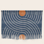 Geometric Lines in Navy and Orange (Rainbow and Moon Phases Abstract) Wall Hanging Gallery Image 1
