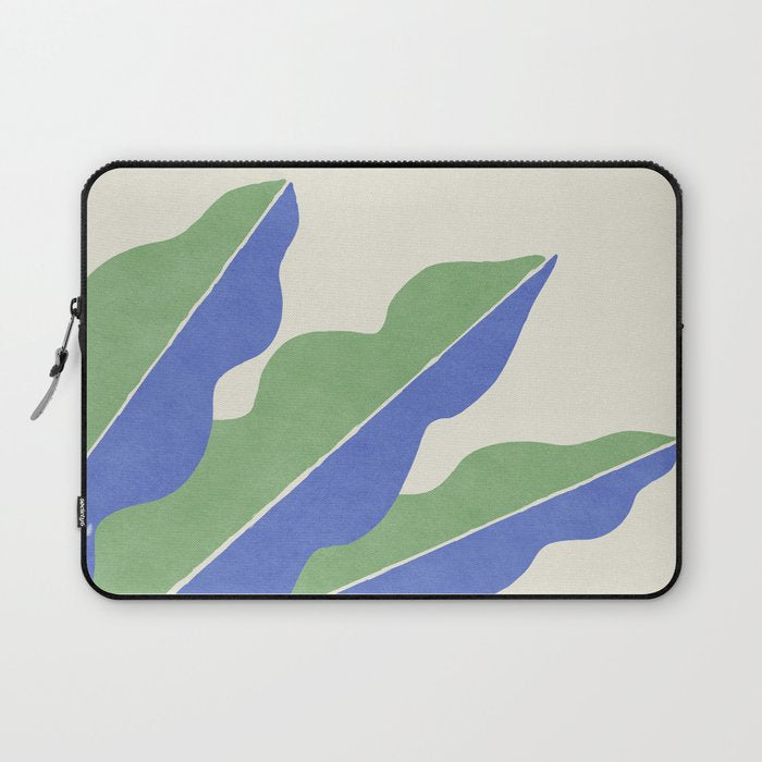 Color Block Abstract Leaf - Blue Green Laptop Sleeve Gallery Image 1