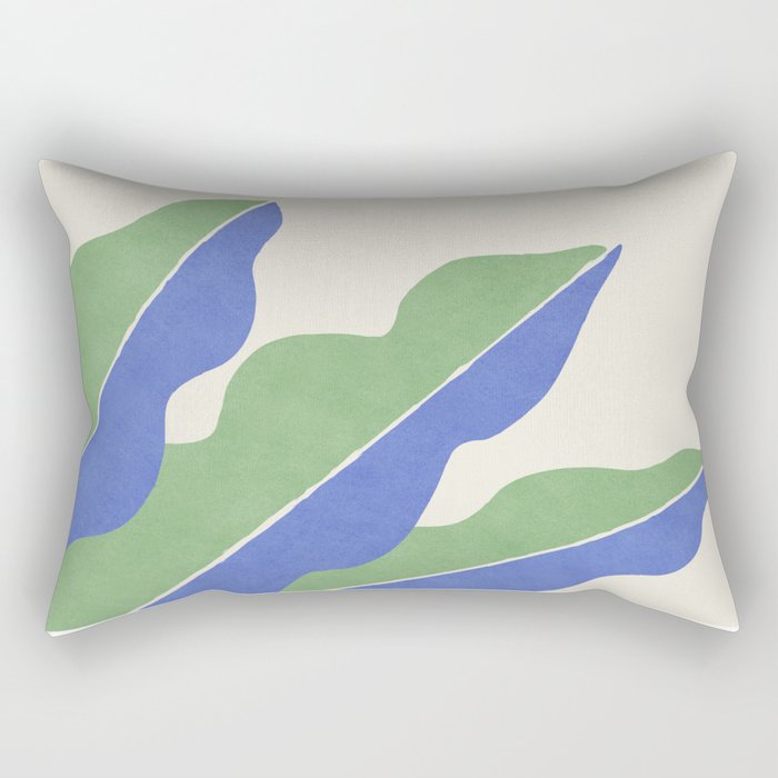 Color Block Abstract Leaf - Blue Green Rectangular Pillow Gallery Image 1