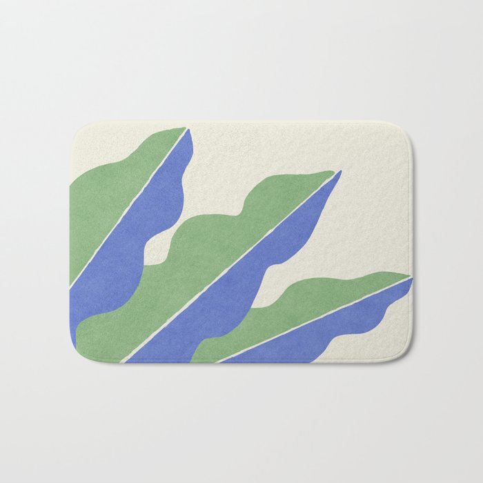 Color Block Abstract Leaf - Blue Green Bath Mat Gallery Image 1