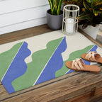 Color Block Abstract Leaf - Blue Green Outdoor Rug Gallery Image 2
