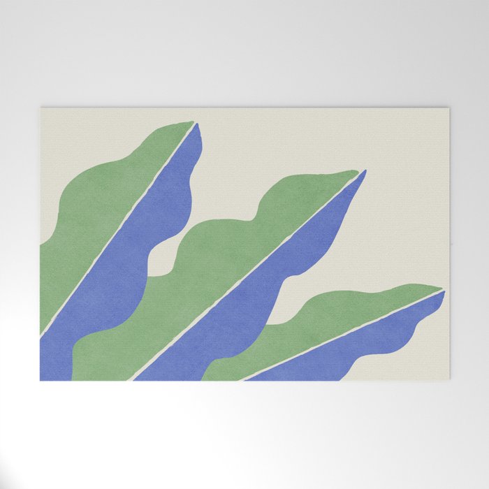 Color Block Abstract Leaf - Blue Green Welcome Mat Gallery Image 1