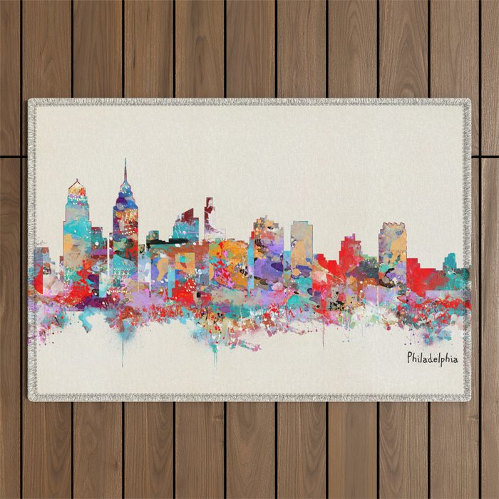 Philadelphia Pennsylvania skyline Outdoor Rug Gallery Image 1
