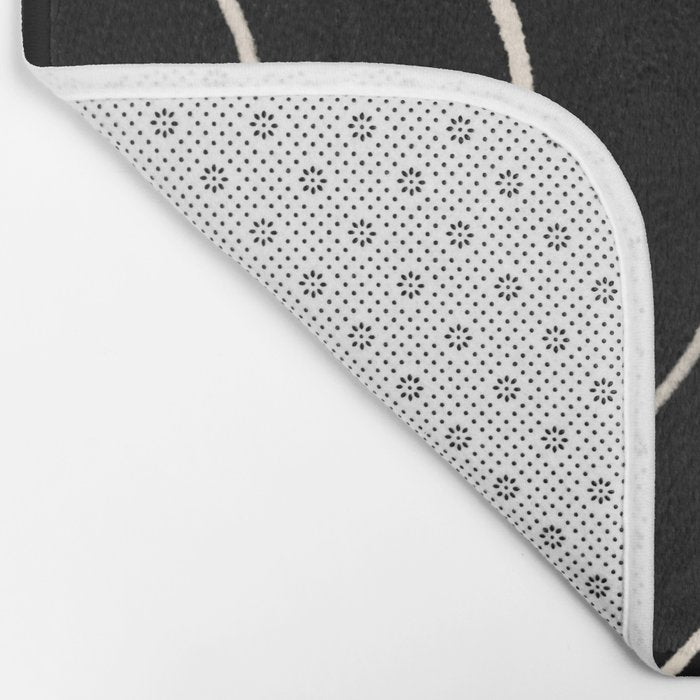 Minimalist Topographical Abstract in Black and Almond Cream Bath Mat Gallery Image 2