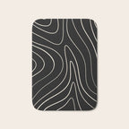 Minimalist Topographical Abstract in Black and Almond Cream Bath Mat Gallery Image 1