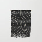 Minimalist Topographical Abstract in Black and Almond Cream Wall Hanging Gallery Image 1