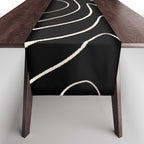 Minimalist Topographical Abstract in Black and Almond Cream Table Runner Gallery Image 1