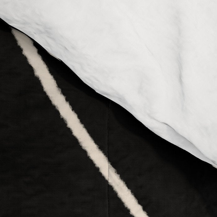 Minimalist Topographical Abstract in Black and Almond Cream Comforter Gallery Image 4