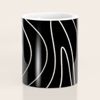 Minimalist Topographical Abstract in Black and Almond Cream Coffee Mug Gallery Image 4