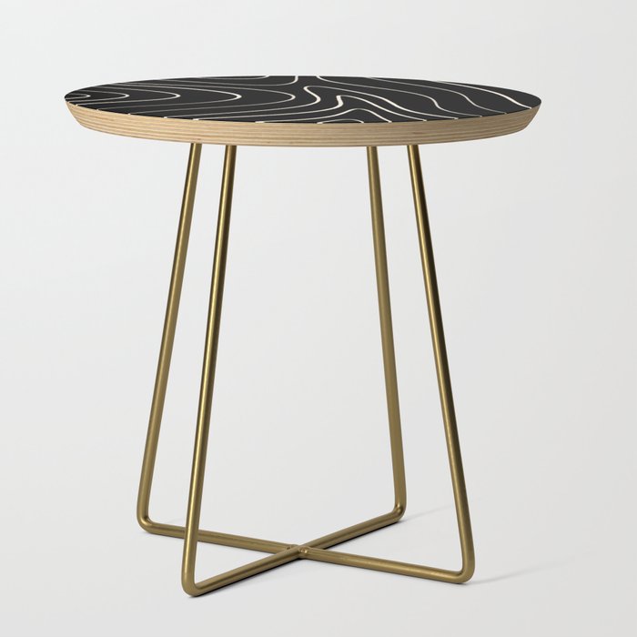 Minimalist Topographical Abstract in Black and Almond Cream Side Table Gallery Image 1