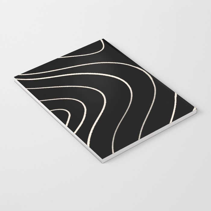Minimalist Topographical Abstract in Black and Almond Cream Notebook Gallery Image 3