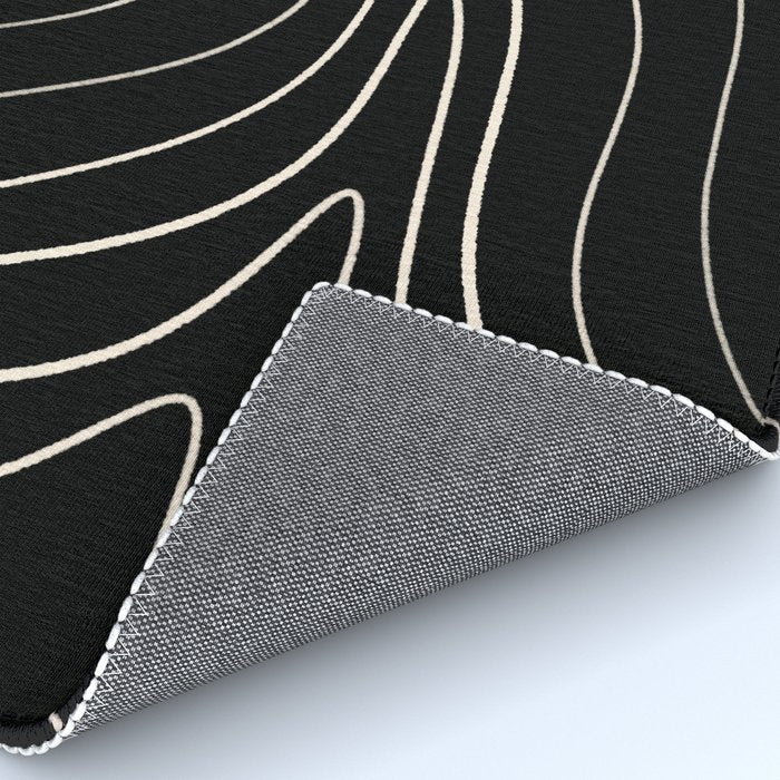 Minimalist Topographical Abstract in Black and Almond Cream Rug Gallery Image 4