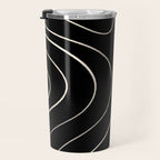 Minimalist Topographical Abstract in Black and Almond Cream Travel Mug Gallery Image 3