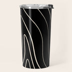 Minimalist Topographical Abstract in Black and Almond Cream Travel Mug Gallery Image 2