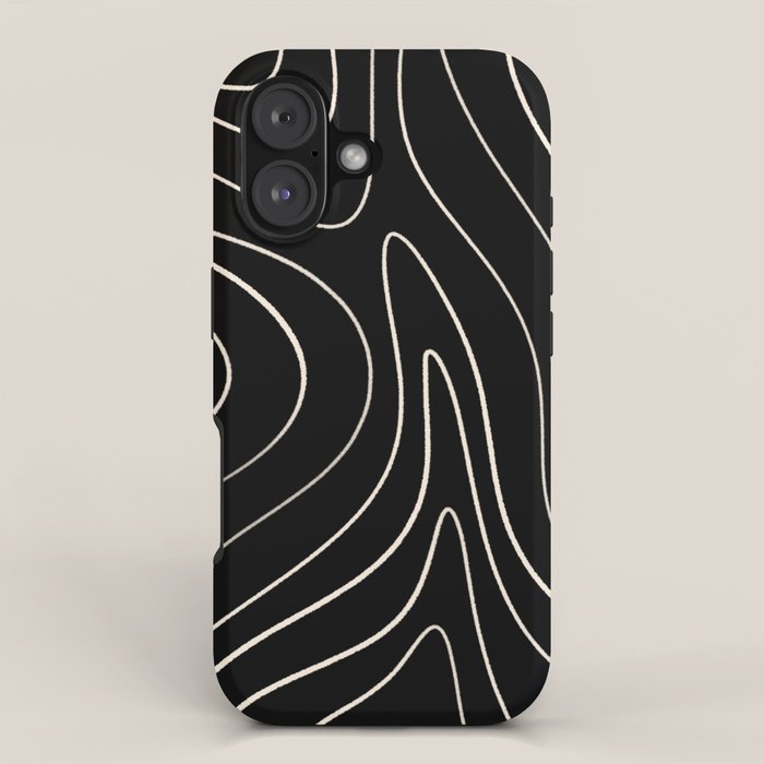 Minimalist Topographical Abstract in Black and Almond Cream iPhone Case Gallery Image 1