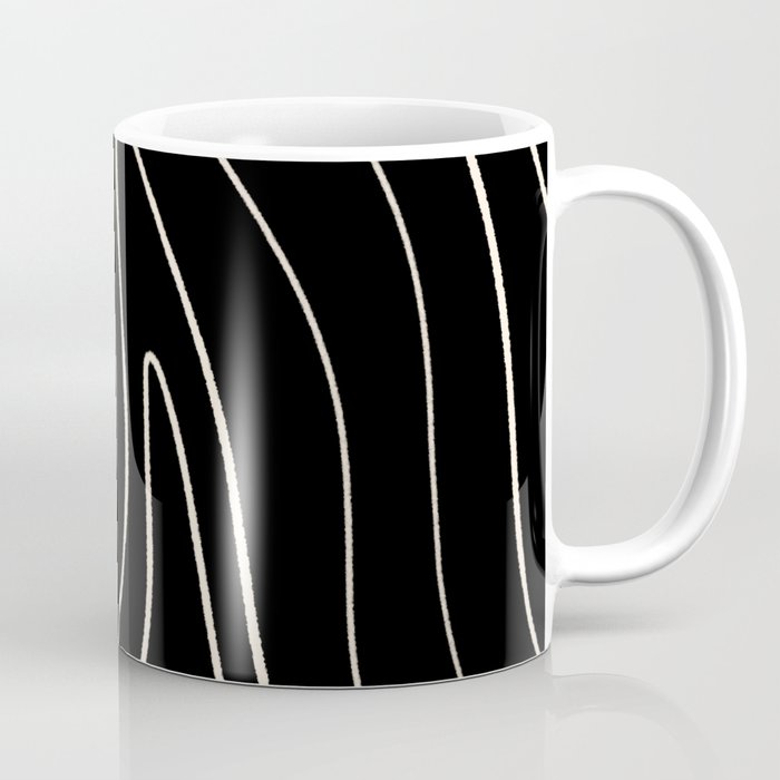 Minimalist Topographical Abstract in Black and Almond Cream Coffee Mug Gallery Image 1