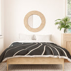 Minimalist Topographical Abstract in Black and Almond Cream Duvet Cover Gallery Image 3