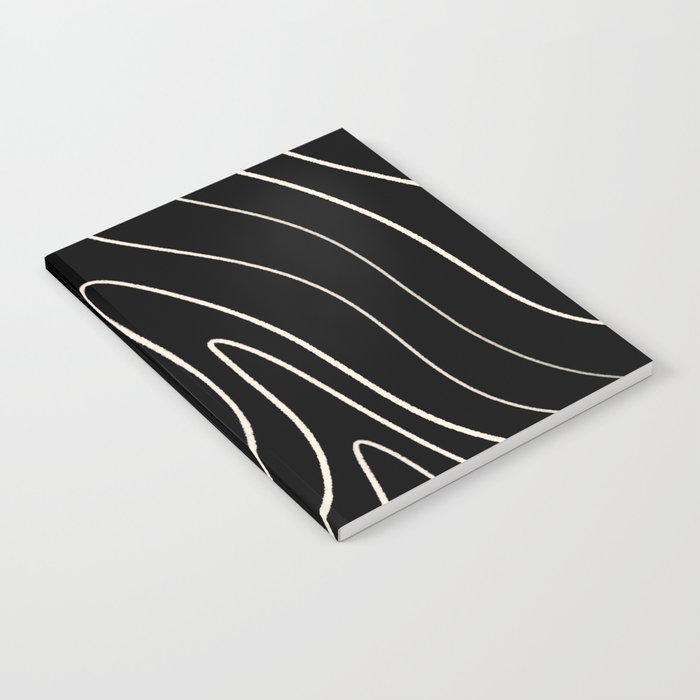 Minimalist Topographical Abstract in Black and Almond Cream Notebook Gallery Image 1