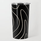 Minimalist Topographical Abstract in Black and Almond Cream Travel Mug Gallery Image 1