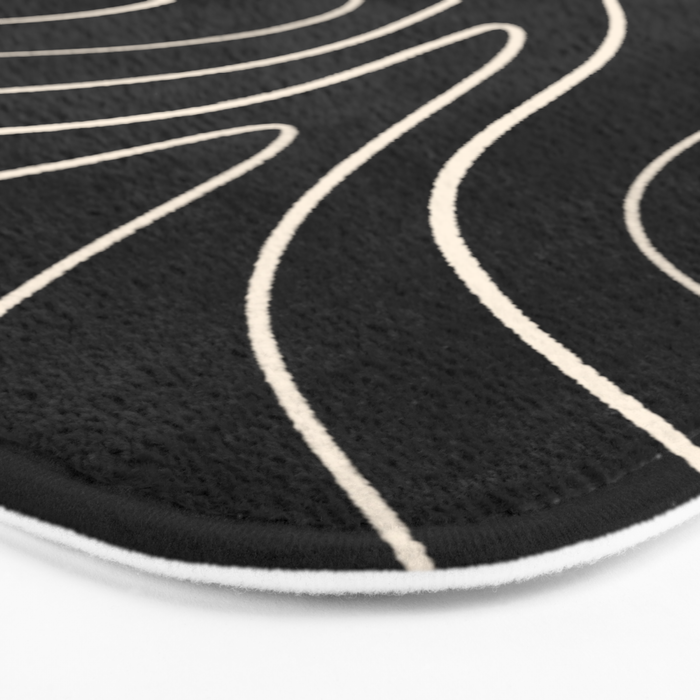 Minimalist Topographical Abstract in Black and Almond Cream Bath Mat Gallery Image 3