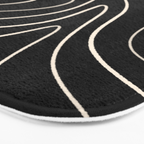 Minimalist Topographical Abstract in Black and Almond Cream Bath Mat Gallery Image 3