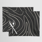 Minimalist Topographical Abstract in Black and Almond Cream Placemat Gallery Image 1