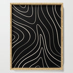 Minimalist Topographical Abstract in Black and Almond Cream Serving Tray Gallery Image 1