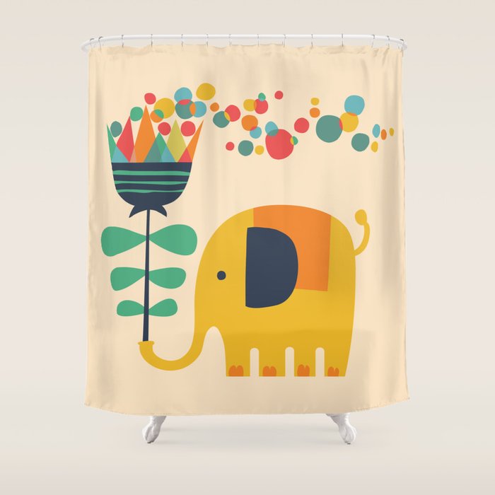 Elephant with giant flower Shower Curtain Gallery Image 1