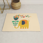 Elephant with giant flower Rug Gallery Image 1