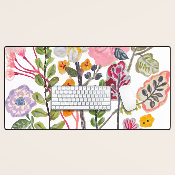 Watercolor Floral Bouquet  Soft  Romantic Art by Karen Fields Desk Mat Gallery Image 1