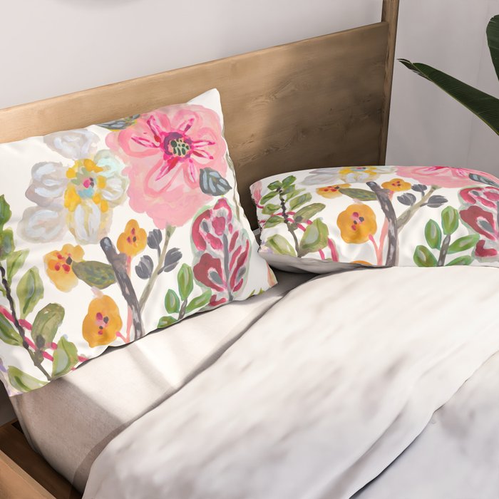 Watercolor Floral Bouquet  Soft  Romantic Art by Karen Fields Pillow Sham Gallery Image 2