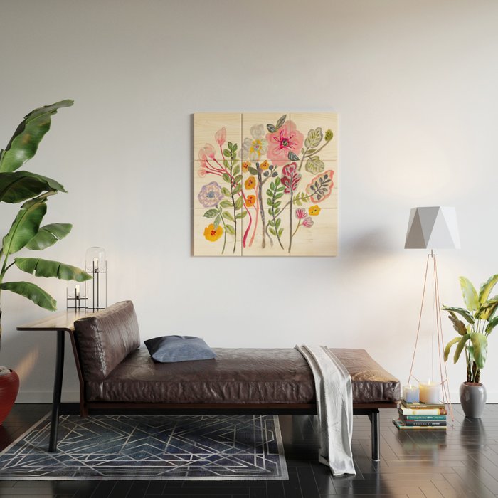 Watercolor Floral Bouquet  Soft  Romantic Art by Karen Fields Wood Wall Art Gallery Image 2