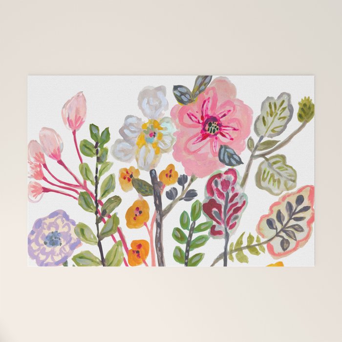 Watercolor Floral Bouquet  Soft  Romantic Art by Karen Fields Welcome Mat Gallery Image 1