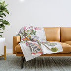Watercolor Floral Bouquet  Soft  Romantic Art by Karen Fields Throw Blanket Gallery Image 1