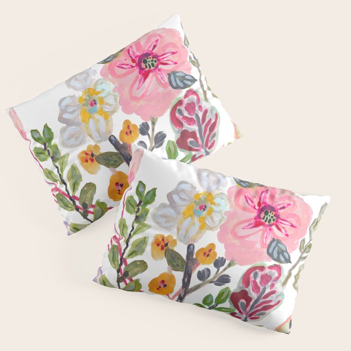 Watercolor Floral Bouquet  Soft  Romantic Art by Karen Fields Pillow Sham Gallery Image 3