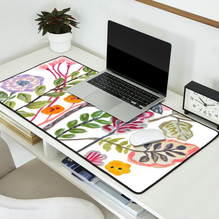 Watercolor Floral Bouquet  Soft  Romantic Art by Karen Fields Desk Mat Gallery Image 2