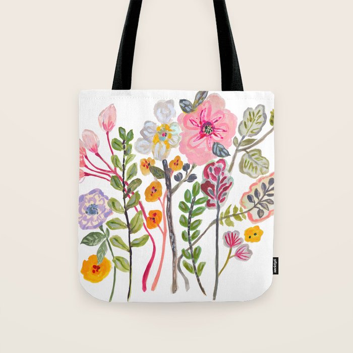 Watercolor Floral Bouquet  Soft  Romantic Art by Karen Fields Tote Bag Gallery Image 1