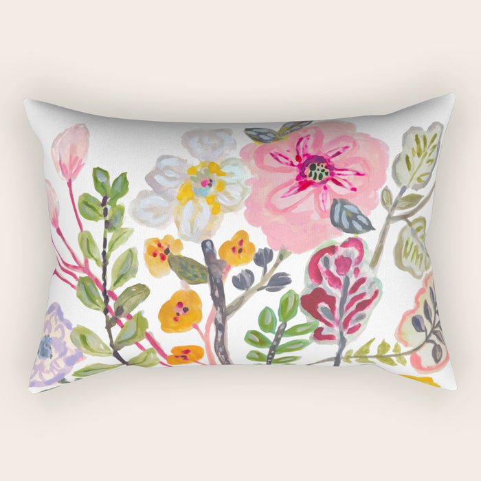 Watercolor Floral Bouquet  Soft  Romantic Art by Karen Fields Rectangular Pillow Gallery Image 2