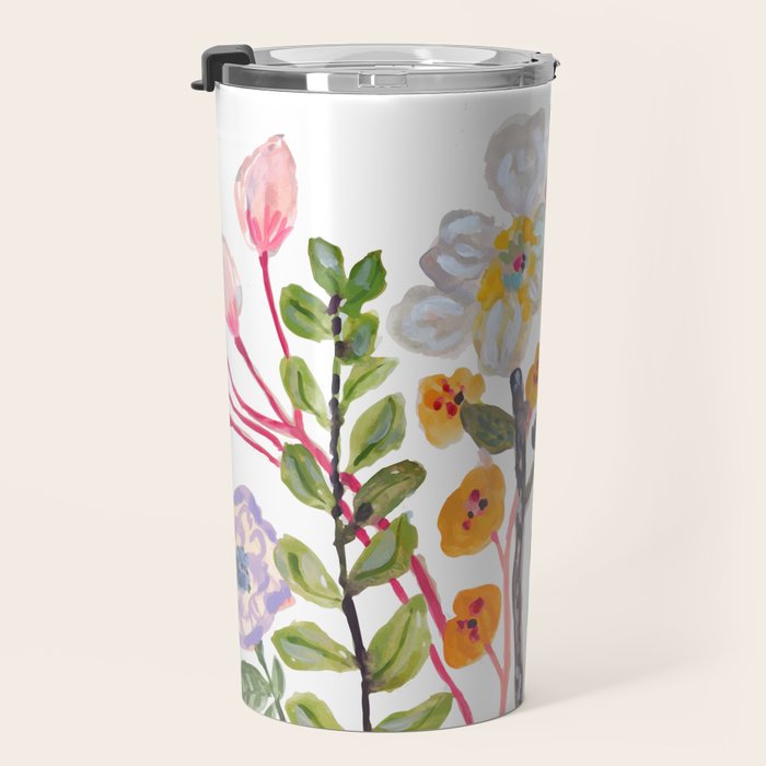 Watercolor Floral Bouquet  Soft  Romantic Art by Karen Fields Travel Mug Gallery Image 3