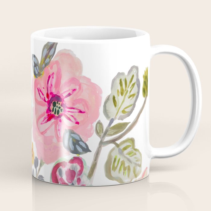 Watercolor Floral Bouquet  Soft  Romantic Art by Karen Fields Coffee Mug Gallery Image 1