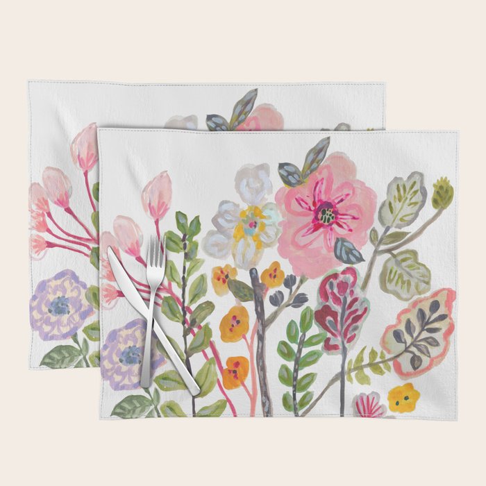 Watercolor Floral Bouquet  Soft  Romantic Art by Karen Fields Placemat Gallery Image 1